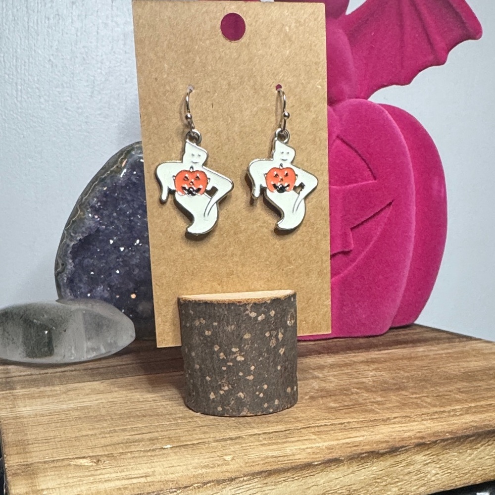 Ghost and Pumpkin Dangle Earrings